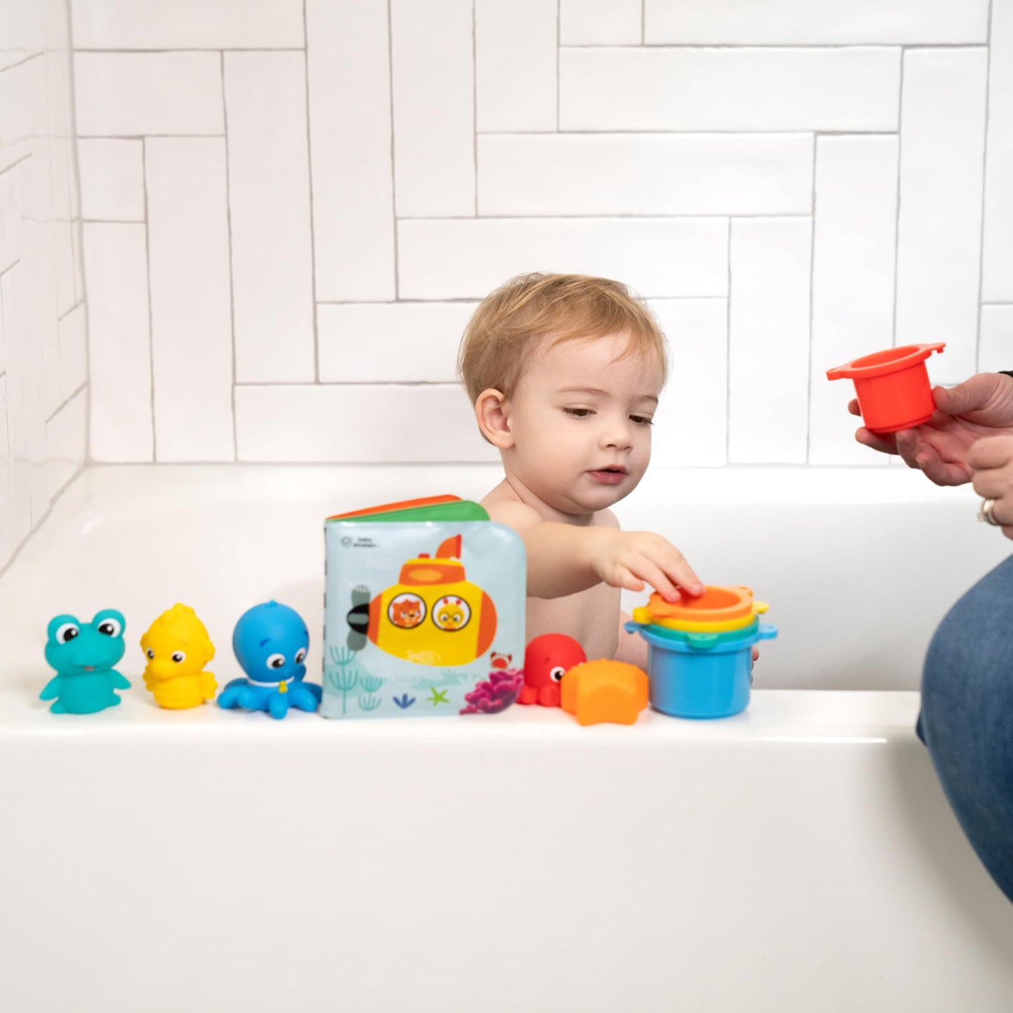 Baby Einstein Ocean Explorers Opus Bath Pals 11-Piece Gift Set, Waterproof Bath Book, Bath Cups, Animal Shape Bath Toys for Baby and Toddler, Ages 3