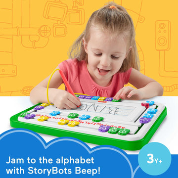 Fisher-Price StoryBots Slide Writer, mess-free magnetic drawing tablet with tethered pen and character stencil for preschool kids ages 3 years and up