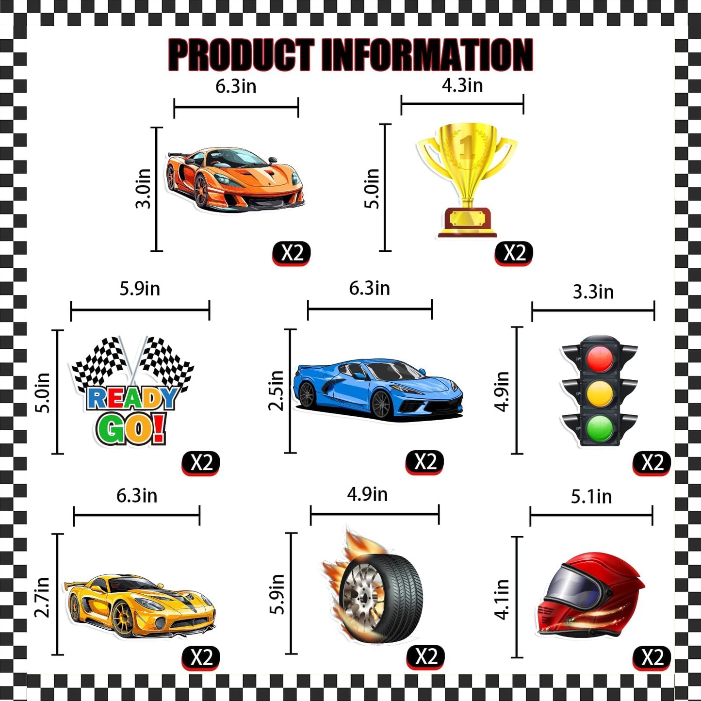 KORHONEN Race Car Themed Birthday Party Decorations for Boys and Adults - Includes Happy Birthday Banner and Hanging Swirls