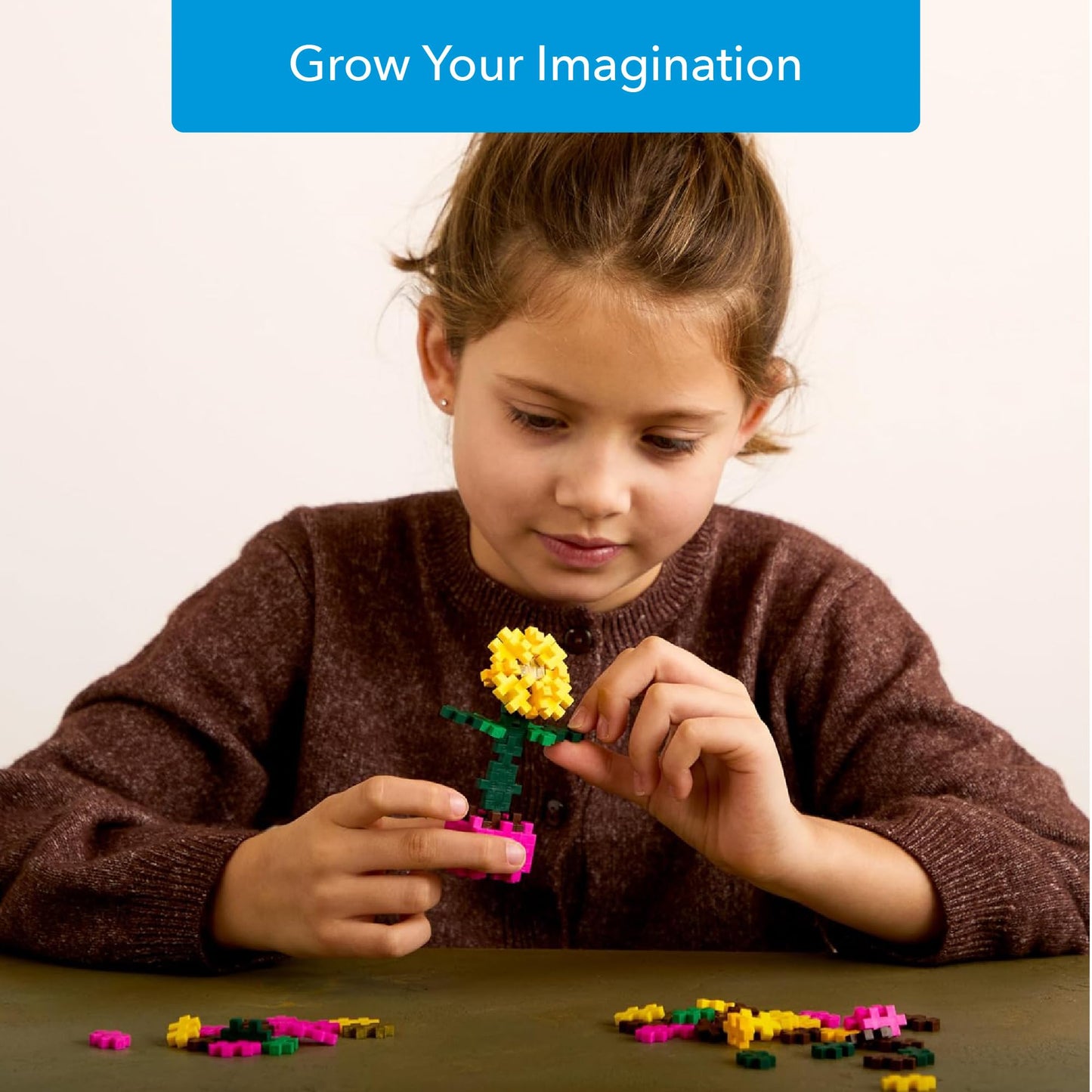 PLUS PLUS Playful Plant Packets, 3D Puzzle Building Block Set, 300 Mini Interlocking Pieces, Fun Activies for Kids - 6 Pack