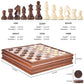 VAMSLOVE Chess and Checkers Board Game Sets for Adults Wooden Deluxe 15 inch Wood Board Box with Storage, Classic 2 in 1 Large Size with Chess Pieces