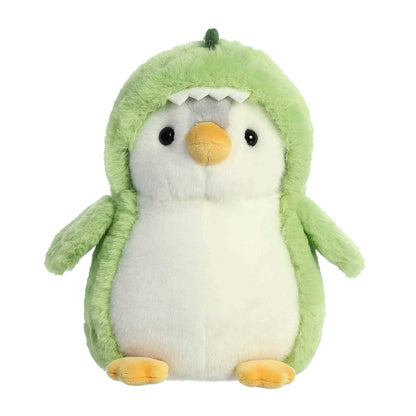 Aurora® Playful Pompom Penguin™ Dino Stuffed Animal - Vibrant Companions for Warm Cuddles - Perfect for Adults, Kids, and Birthdays - Green 7 Inches