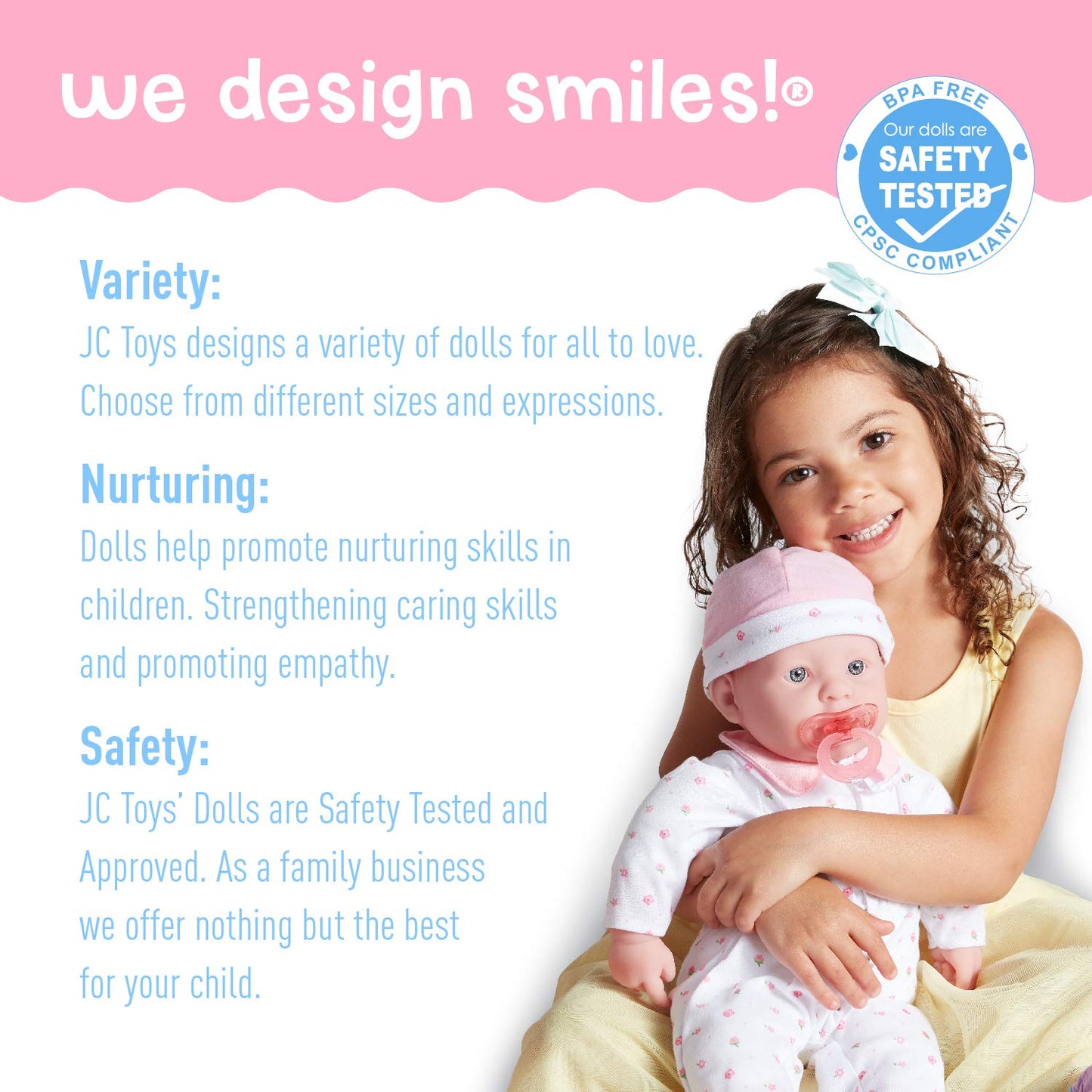 JC Toys 20-inch La Baby Soft Body Doll | Washable | Gift Set includes Magic Milk Bottle & Pacifier | Removable Pink Outfit | Perfect for Toddlers and