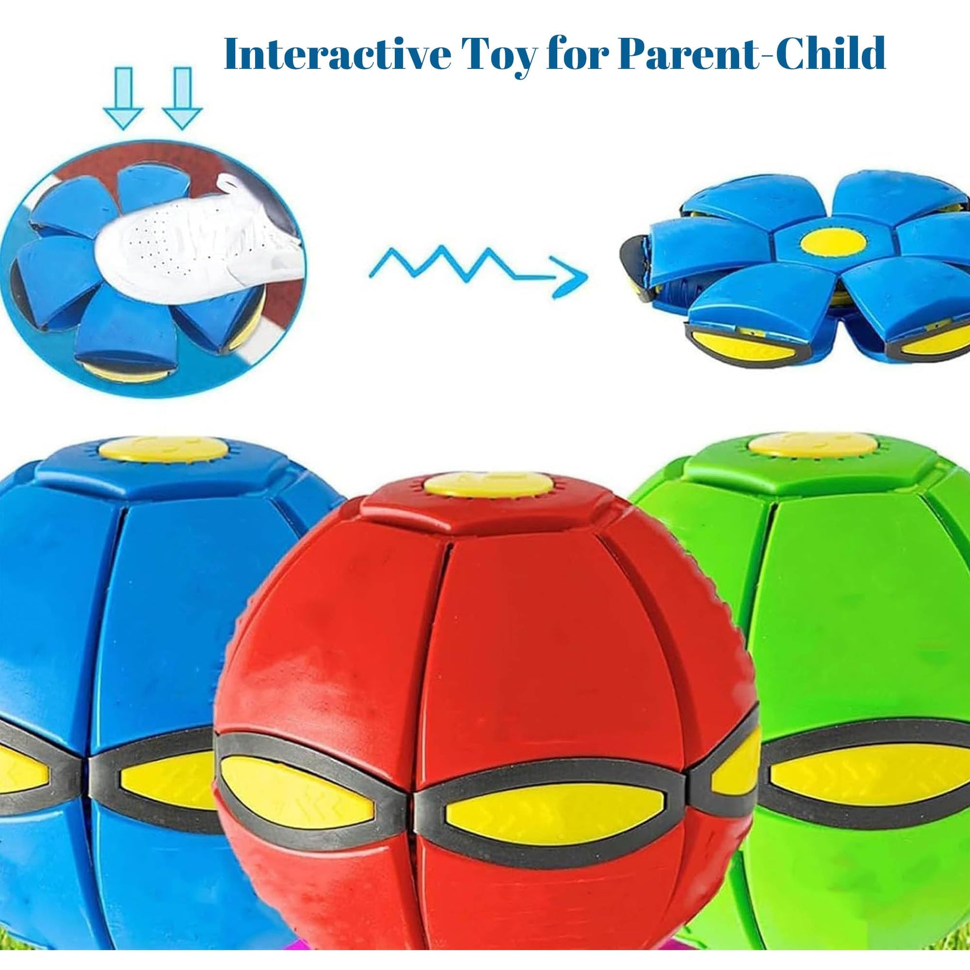 ZSJGGBOY Magic Ball, Magic Bouncing Ball with 6 Light, Dual Form Freely Switchable, Parent-Child Interaction Suitable for Indoor & Outdoor Use (Blue)
