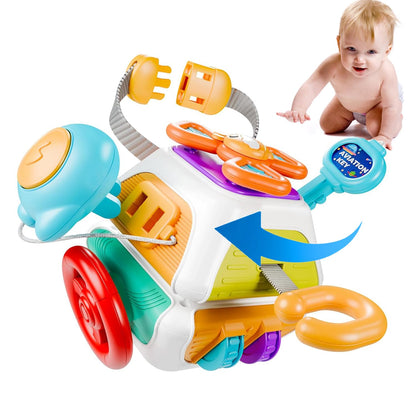 GZSDLL Montessori Busy Cube for Toddlers,Car Travel Toys Busy Board Activity Cube,Kids Educational Birthday Gifts Sensory Baby Toys 18+ Months