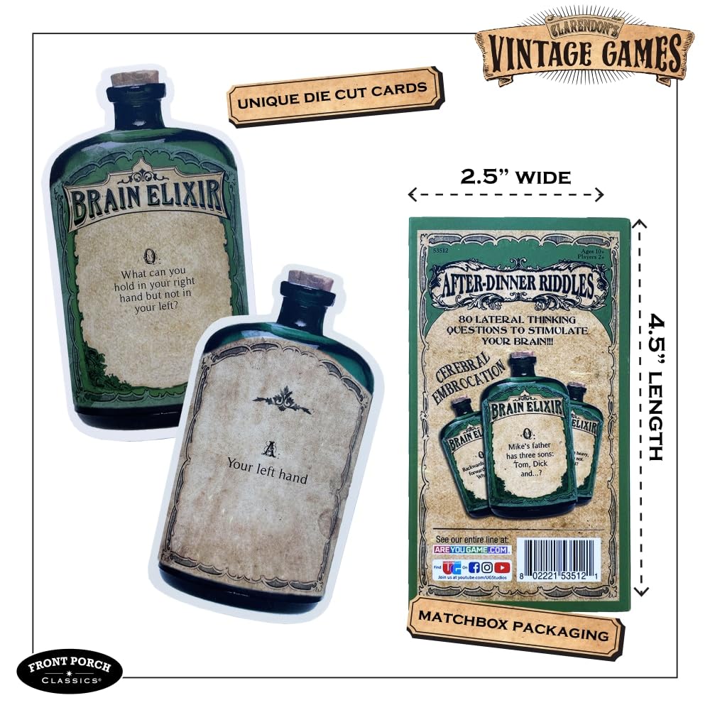 Front Porch Classics Brain Elixir - After Dinner RIDDLES Cards, Package may vary
