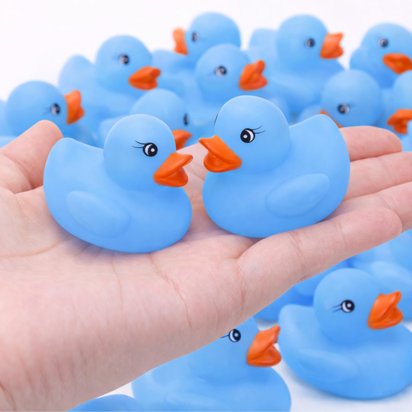 36 Pieces Classic Rubber Duck Bath Toys - No Holes BPA Free Floating Duckies for Boys Baby Shower, Party Favors, Kids Gifts (Blue)