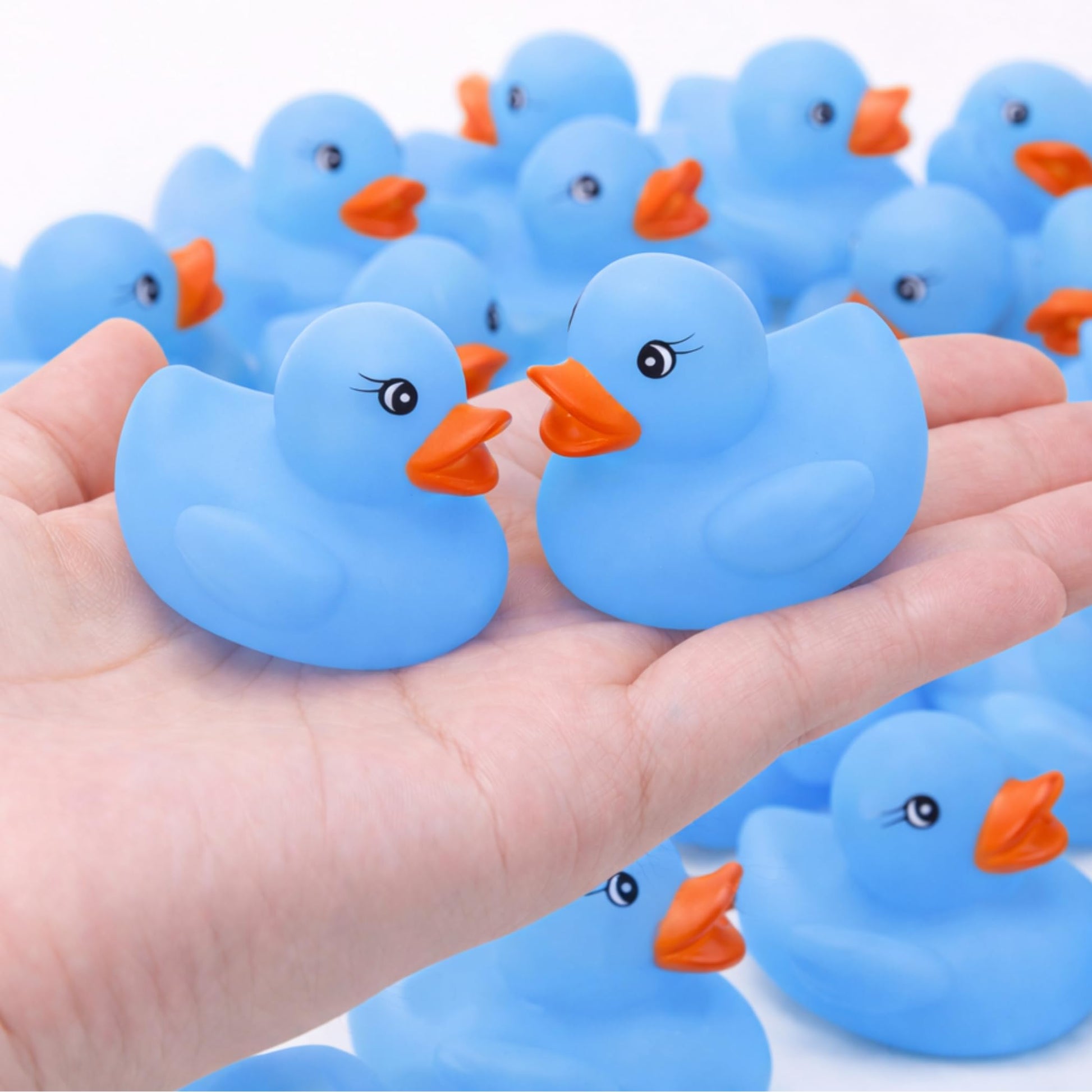 36 Pieces Classic Rubber Duck Bath Toys - No Holes BPA Free Floating Duckies for Boys Baby Shower, Party Favors, Kids Gifts (Blue)