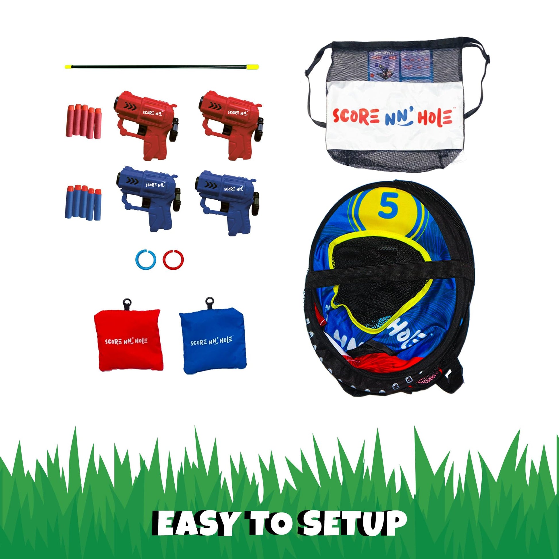 Blast NN' Hole Starter Set | Blasters Meets Cornhole | 1x Target Set |