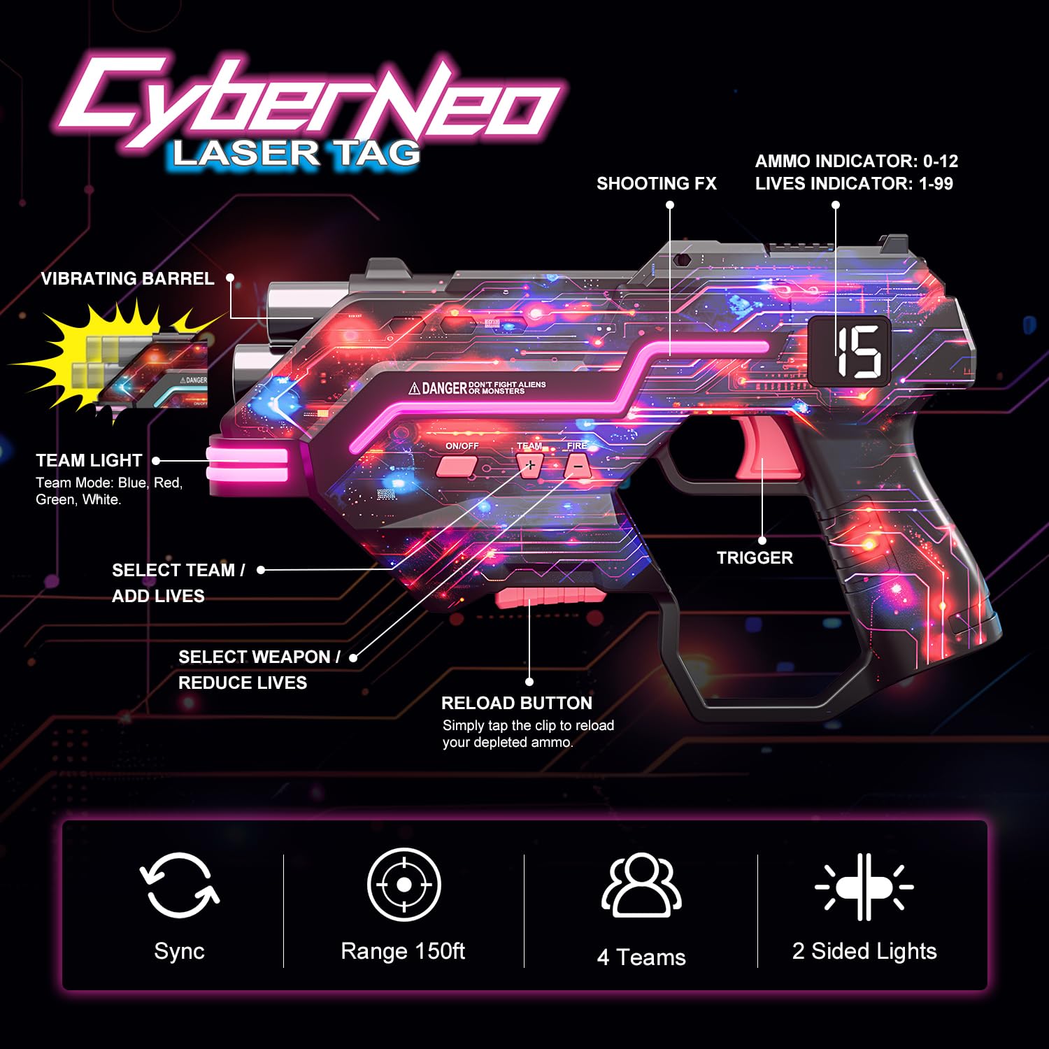 Laser Tag Guns and Vests Set of 2, Gift for 8 9 10 11 12 13 Year Old Boy