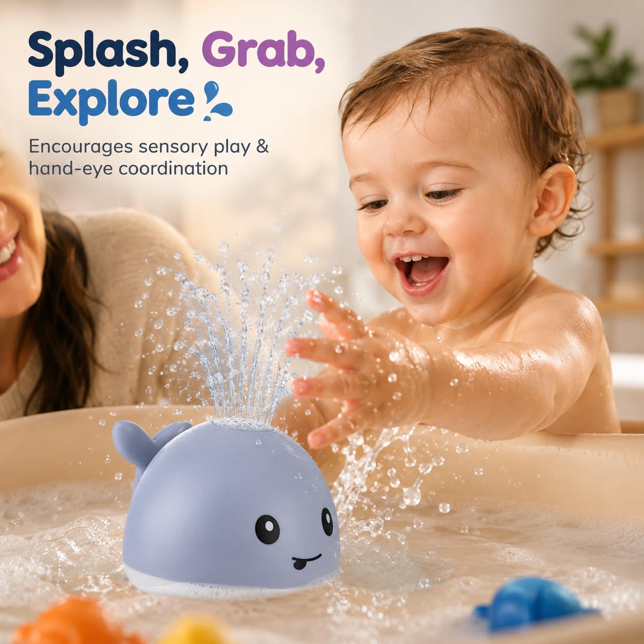 Gigilli Bath Toys for Kids, Baby Bath Toys, Pool Water Toys for Toddlers, Babies Boy Girl Gifts, Light Up Whale Bath Toy Sprinkler, Birthday Bathtub