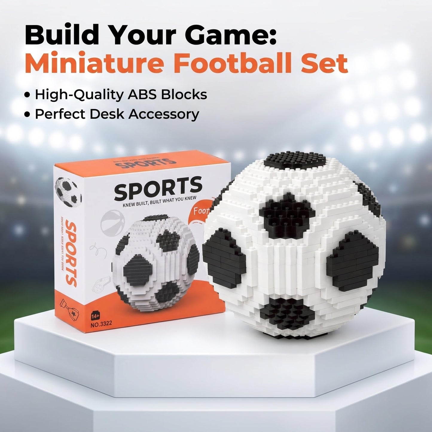 GZGTUU Mini Building Blocks Soccer Ball Set, 850 Pieces Football Puzzle, Suitable for Adults, Creative Display Model Ornament (Black & White)