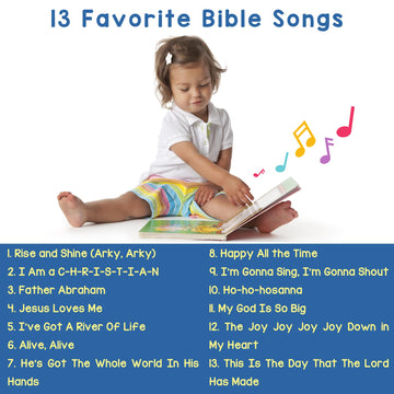 LEARNING BUGS Christian Bible Songs - 13 Songs of Praise for Little Ones, Musical Books for Toddlers, 28-Button Music Book, Musical Toys for Toddlers