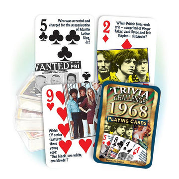 Flickback 1968 Trivia Playing Cards, Birthday Gift