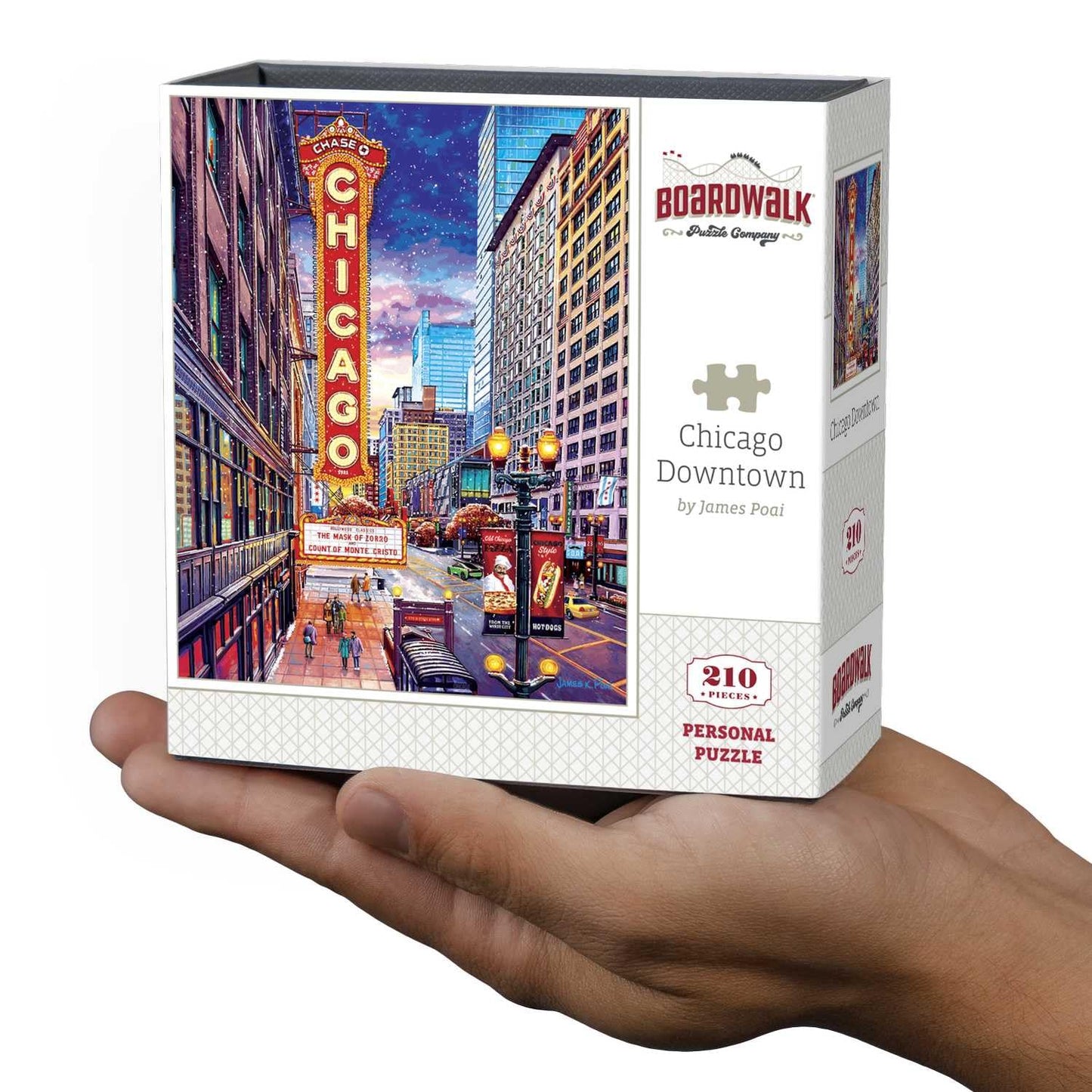 Boardwalk Chicago Downtown 210 Piece Personal Puzzle, Jigsaw Puzzles with Premium Box, Illinois Gifts for Adults, 6"x8"
