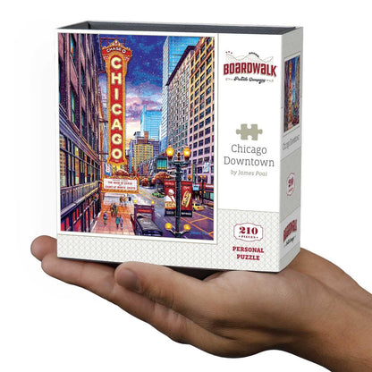 Boardwalk Chicago Downtown 210 Piece Personal Puzzle, Jigsaw Puzzles with Premium Box, Illinois Gifts for Adults, 6"x8"