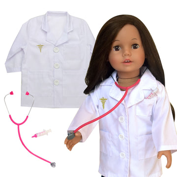 Sophia's 18" Doll and Child Matching Doctor Lab Coats with Stethoscopes, Syringes, and Name Tags, 8 pc.