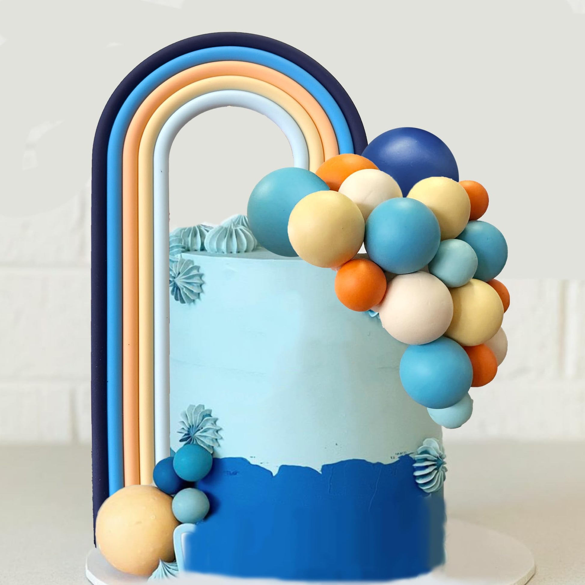 Blue Rainbow Cake Toppers Mini Balls Blue Orange Dog Cake Decorations for Birthday Baby Shower Party Supplies (Dark Blue)
