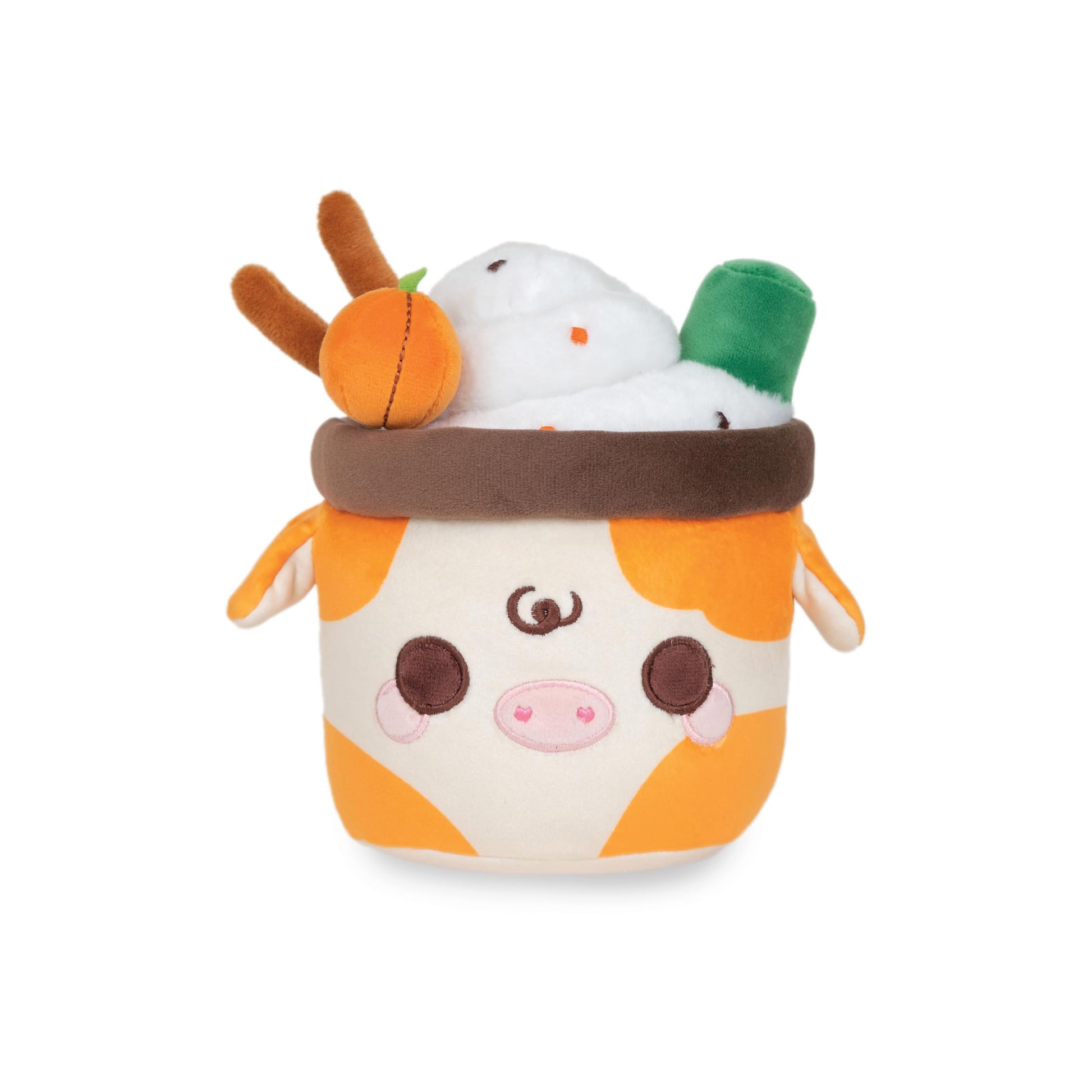 Cuddle Barn PlushGoals - Lil Series Pumpkin Spice Mooshake | Super Soft Cute Kawaii Orange Cow Dessert Drink Collectible Plush Toy, 7 inches