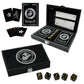 Military Gift Shop Marine Corps Playing Cards and Dice Set - Black Leather Keepsake Box, Playing Cards with USMC Rank Insignia, EGA Dice | USMC B&S