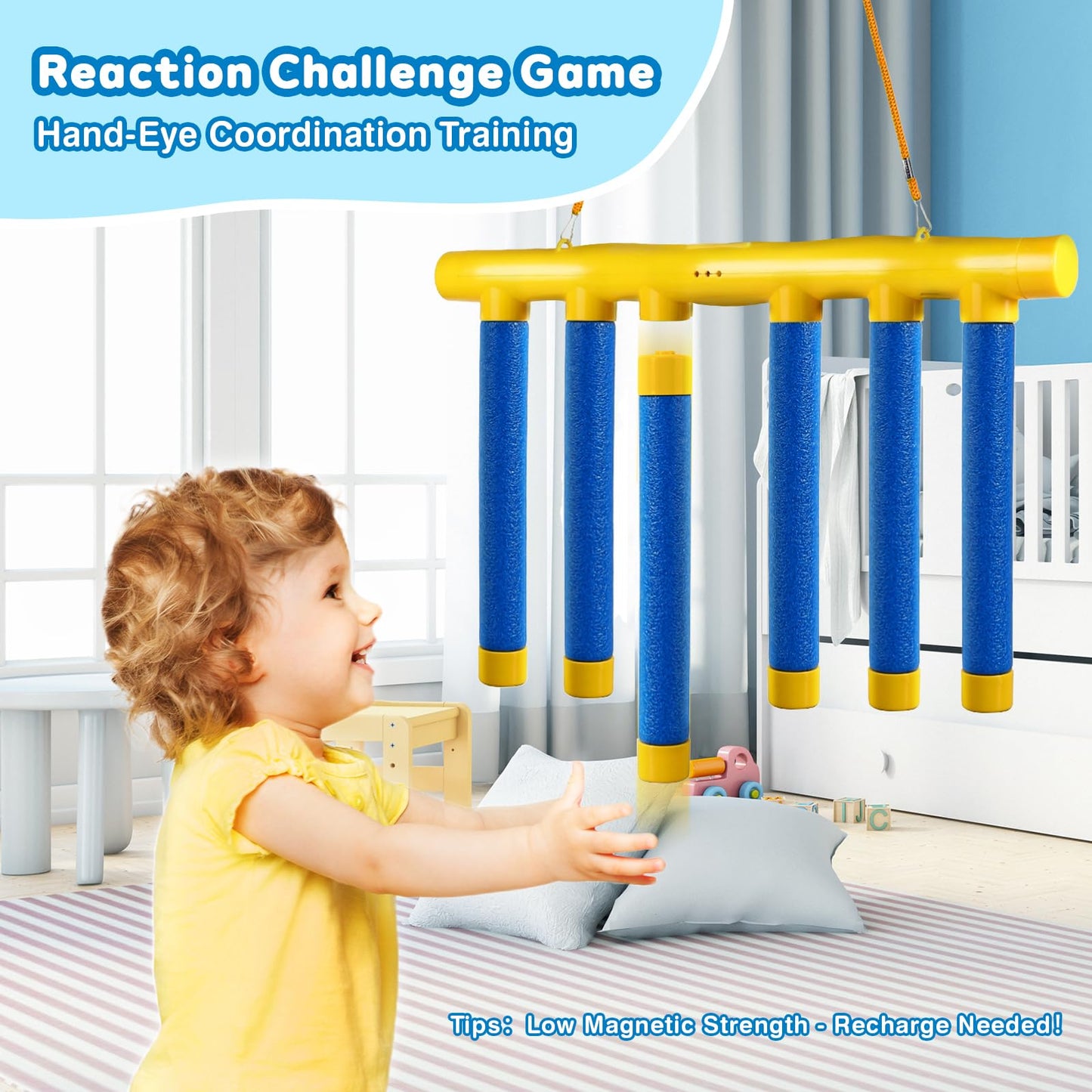 Maschief Hand Speed Challenge Game with Remote Control?3-Speed Drop Stick Reaction Training Toy for Family and Party, Hand-Eye Coordination Brain Game