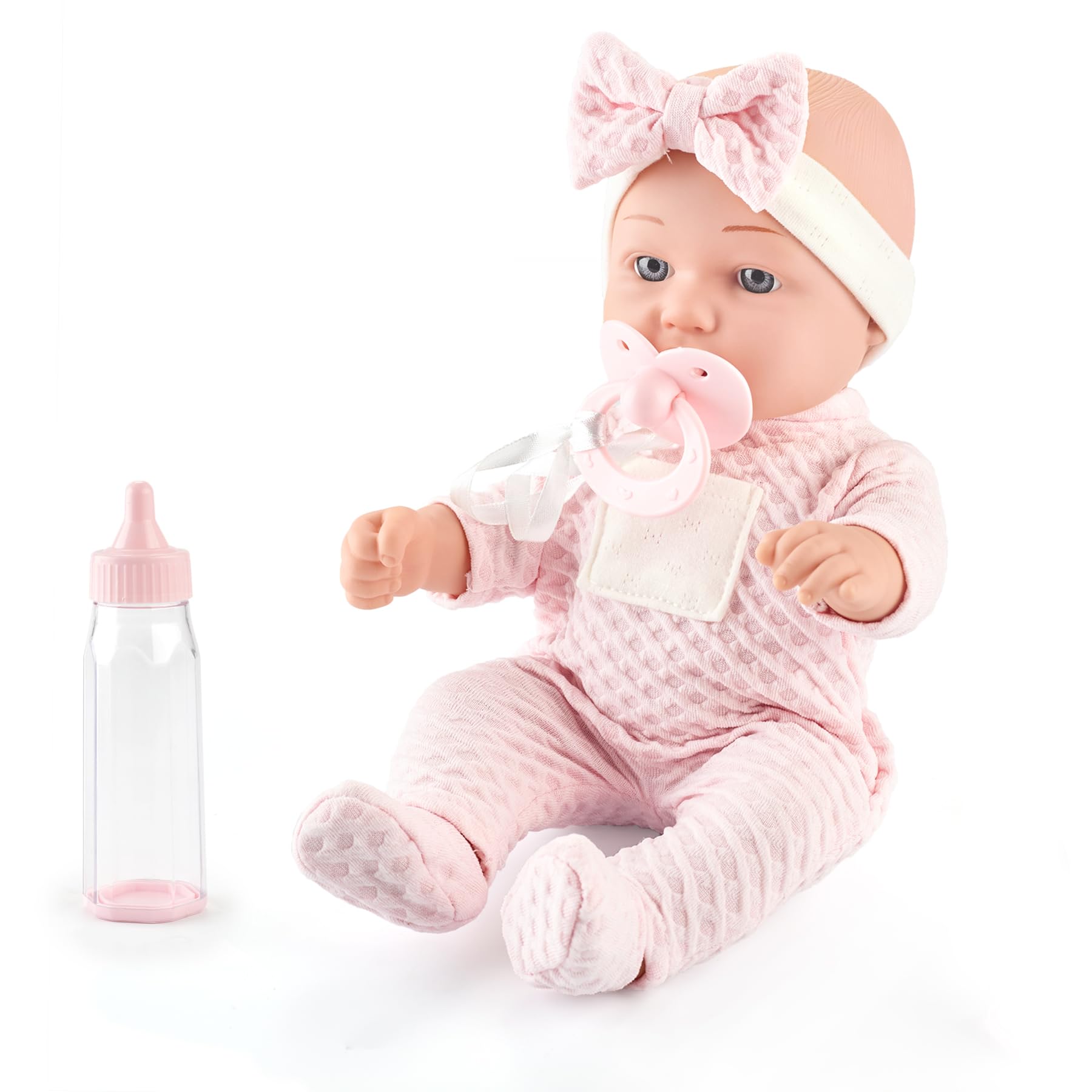 eDollable 12 Inches Realistic Baby Doll Playset in Gift Box Includes Pacifier, Bottle, and Soft Blanket, Newborn Baby Doll Toy for Toddler Girls