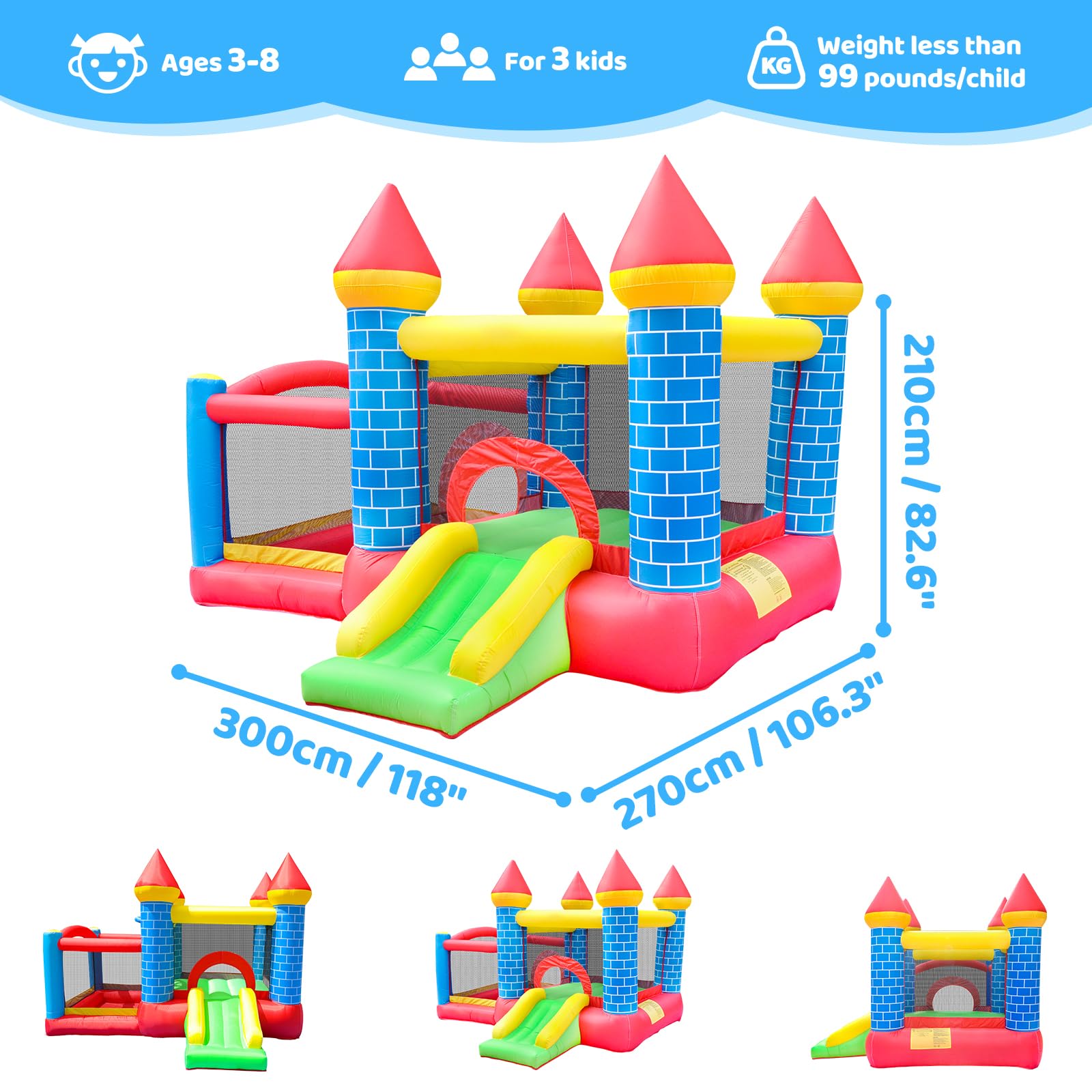 Doctor Dolphin Inflatable Bounce House, Toddle Bounce House with Slide, Inflatable Bouncy House with Blower, Bouncy Castle with Ball Shooting
