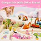 Lehoo Castle Wooden Train Set for Girls, Unicorn Train Set for Toddlers 2-4, Wooden Train Track with Storage Bag, Pink Train Fantasy Toys for 3 Year