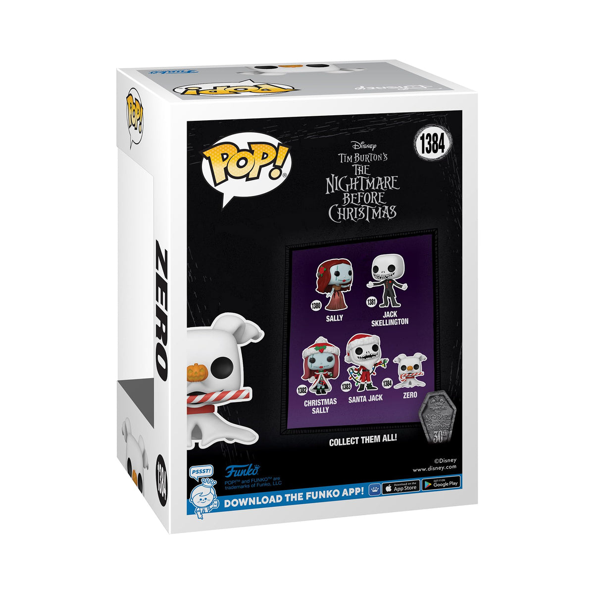 Funko POP! Disney: The Night Before Christmas 30th - Zero with Candycane - Disney: The Nightmare Before Christmas - Collectable Vinyl Figure - Gift
