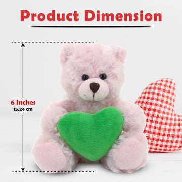 Plushland Pink Teddy Bear with Customized Message on Embroidered Heart, Stuffed Animal Plush Toys- Valentine Personalized Gift for Girls, Boys