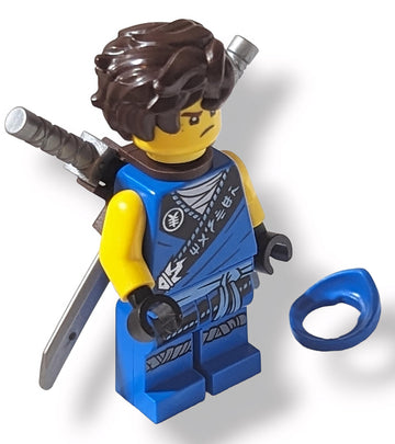 LEGO Minifigure - Legacy Jay Blue Ninja Figurine with Dual Pattern Head Neckerchief and Plastic Katanas from 71735 Ages 8+