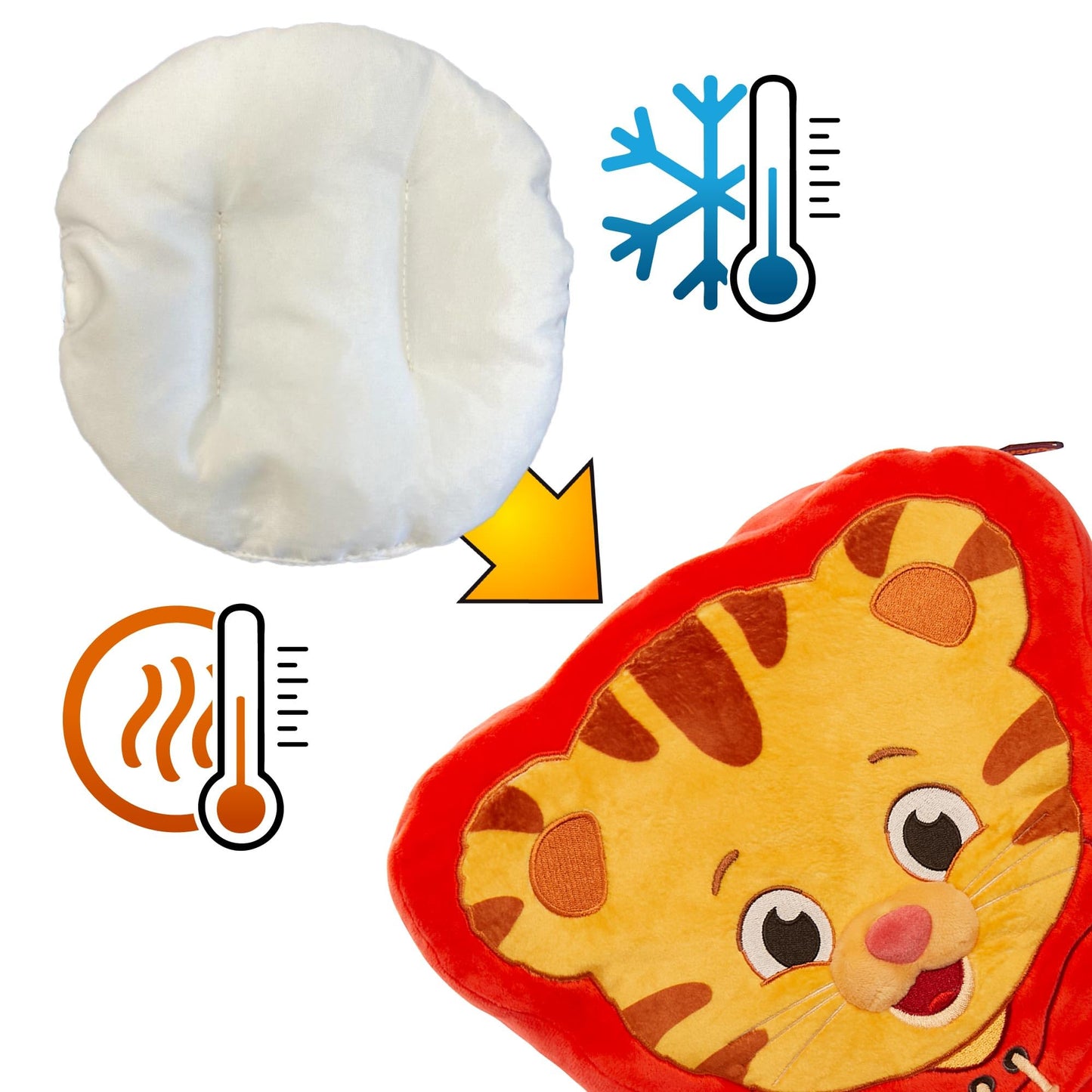 Daniel Tiger Pouch Pal - Heatable & Cooling Plush Pillow with All-Natural Seed Pouch | Comfort for Toddlers | Soft Plush, Cute, Huggable, Easy