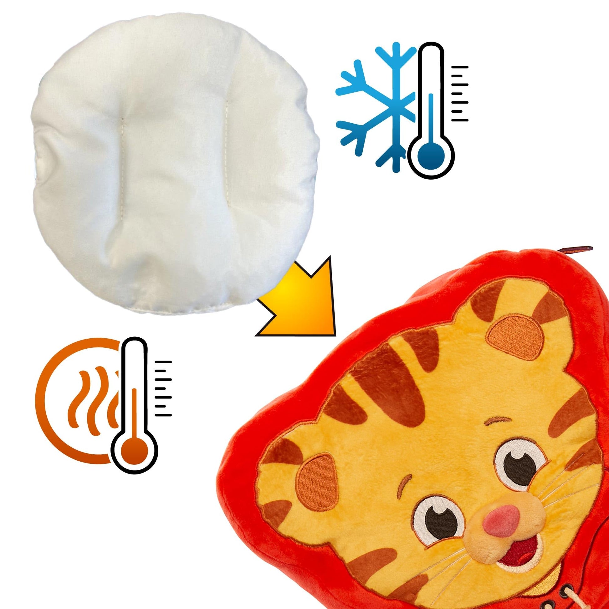 Daniel Tiger Pouch Pal - Heatable & Cooling Plush Pillow with All-Natural Seed Pouch | Comfort for Toddlers | Soft Plush, Cute, Huggable, Easy