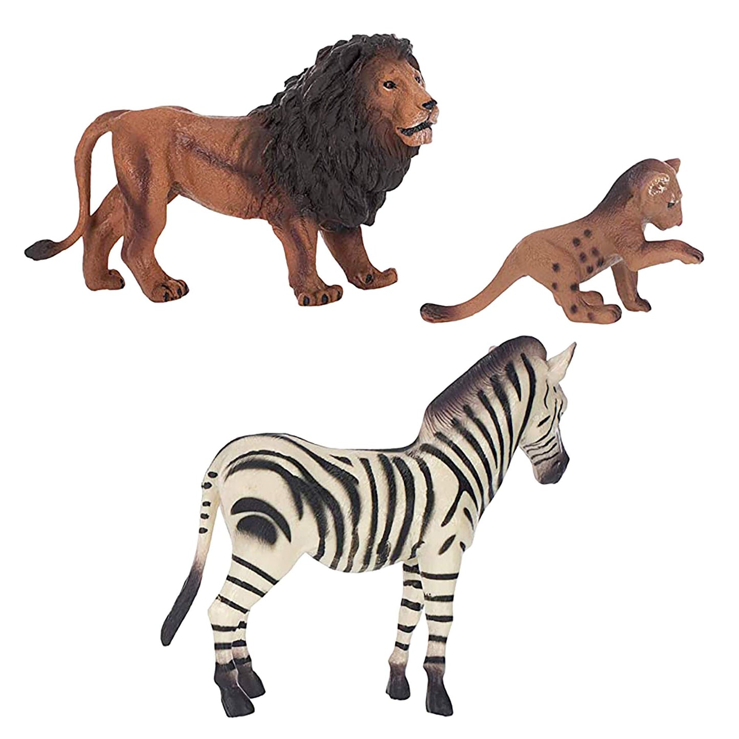 Class Collections Father Lion Baby Lion and Zebra Animal Figure 5 inch Children's Toy 3 Piece Playset