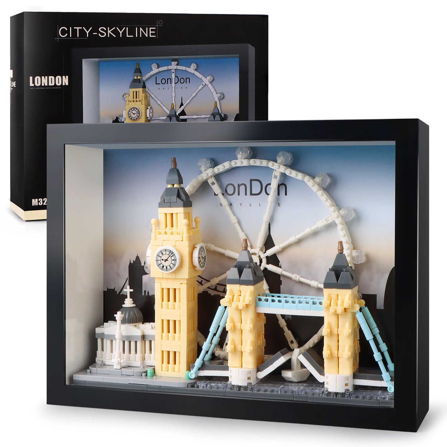 Vziimo London City Skyline Micro Building Set, World Famous Architecture Model 3D Wall Art Home Office Décor Display, Landmarks London Bridge Gift Toy
