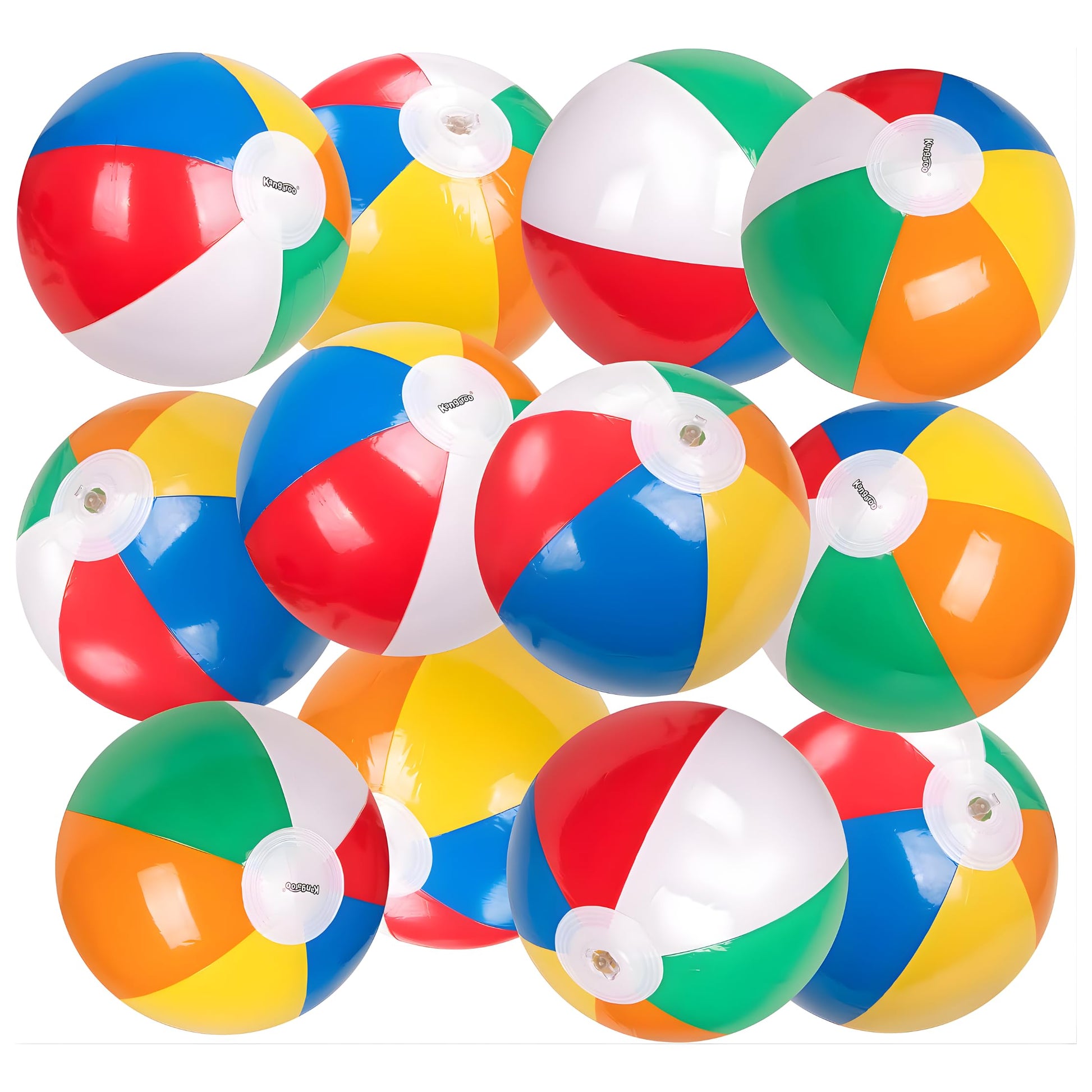 Kangaroo 12 Pcs 12” Inflatable Beach Balls for Kids & Adults for Parties