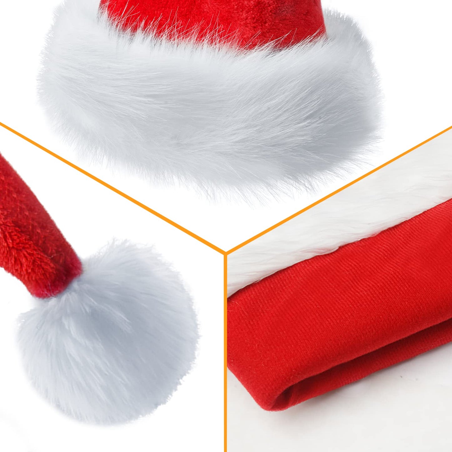 RUNDONG Christmas Hat Santa Hat for Adults Holiday Unisex Velvet Double layer Xmas Hat for New Year Festive Party Ornaments
