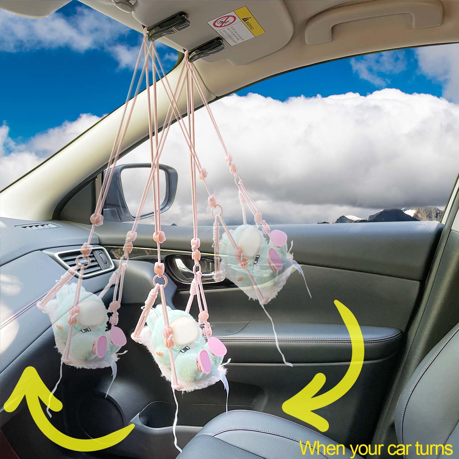 Car Swing Set with 2 Clips for 17cm Dolls for Car Visor Fittings Car Ornament for Blind Box Doll Fans,Collectors (Pink)