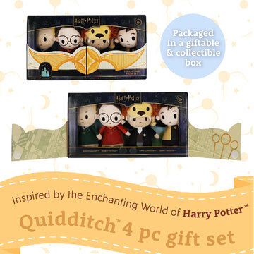 Kids Preferred Harry Potter Quidditch 4 Pc Plush Set - Harry Potter, Draco Malfoy, Cedric Diggory, and Luna Lovegood, Crinkle and Bean Filled Bottom