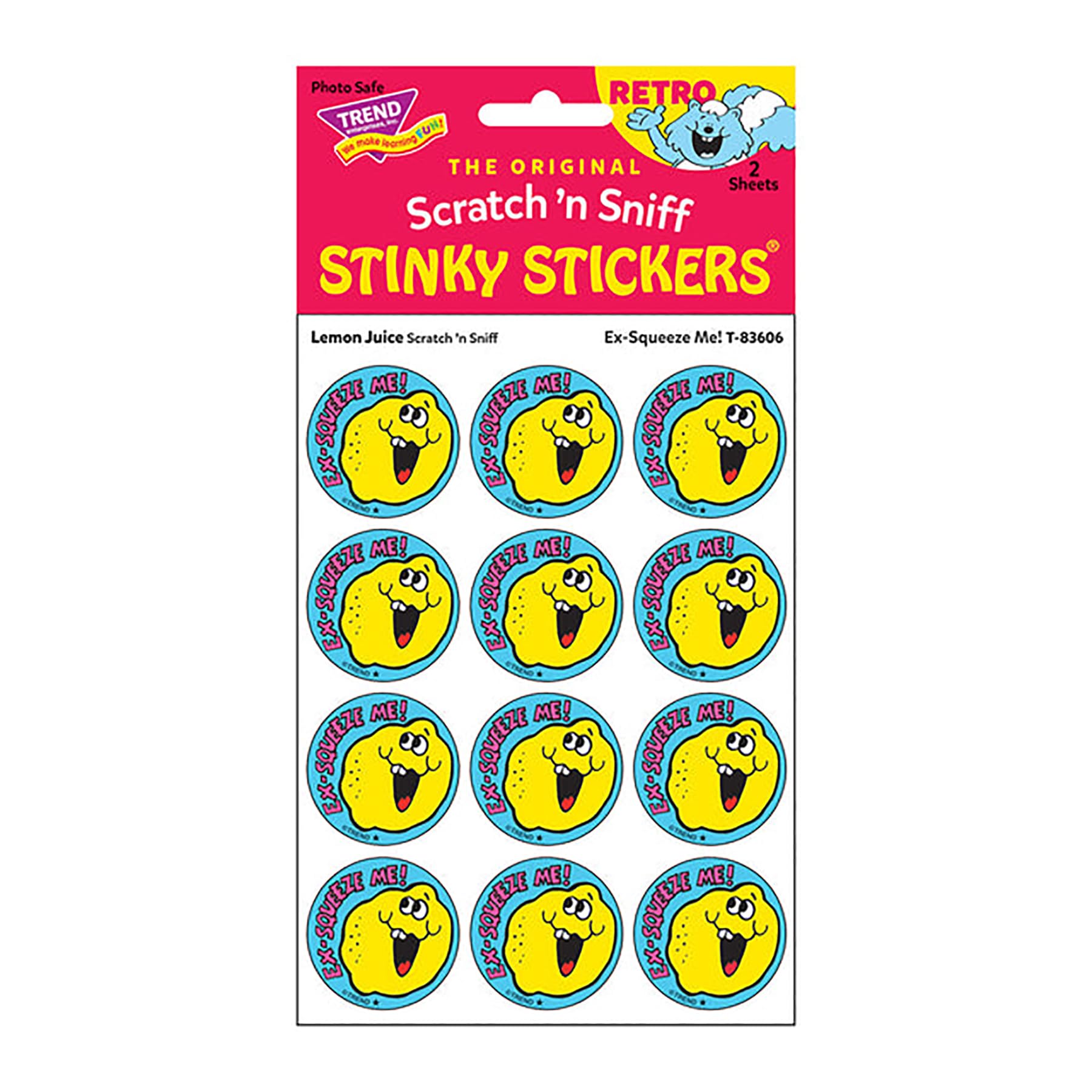 Ex-Squeeze Me!/Lemon Juice Scent Retro Stinky Stickers by TREND; 24/Pack - Authentic 1980s Designs!