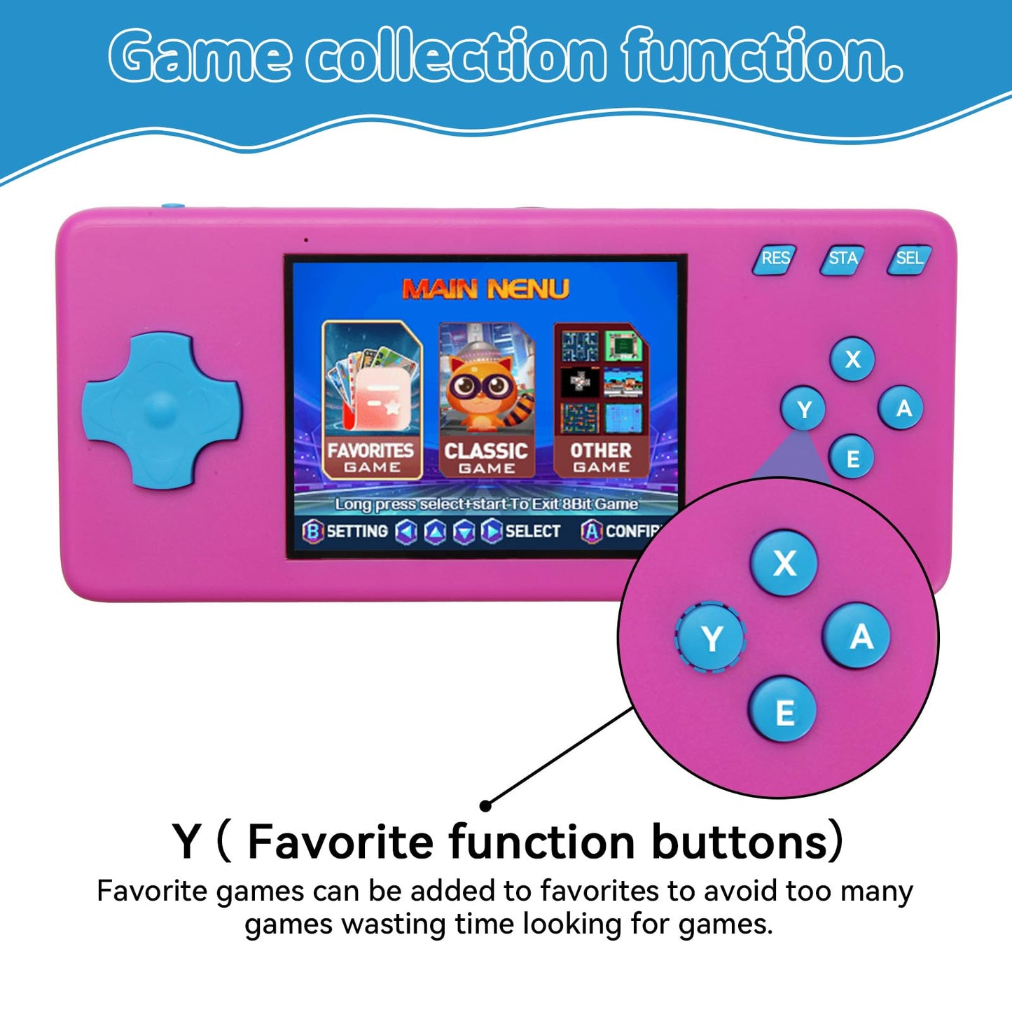 Handheld Game Console,Portable Video Game Console with Retro Games,3.2" Screen,Rechargeable Battery,Built-in Headphones and Built-in Bow Ultimate Kid
