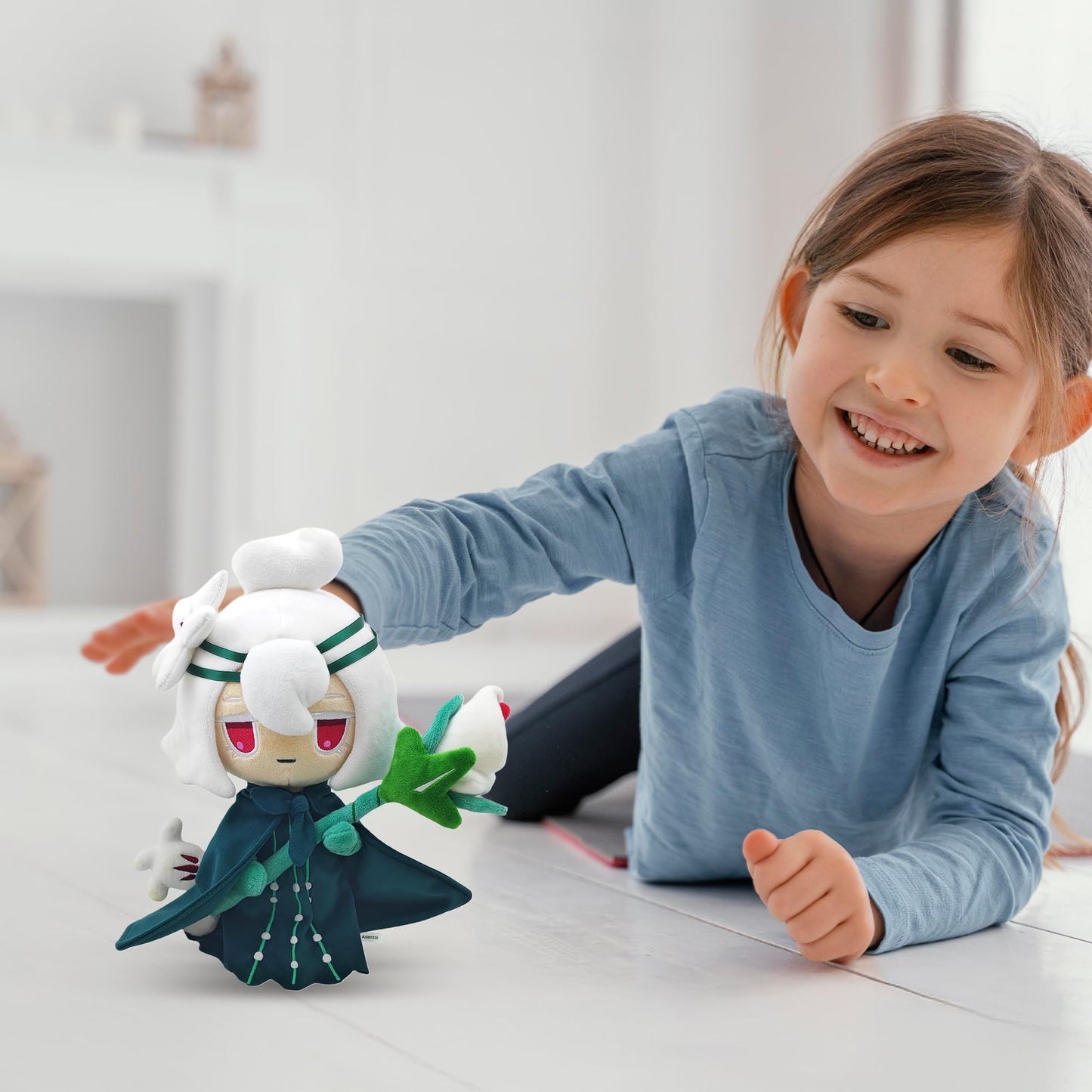 Adenzai White Lily Cookie Plush, Soft Stuffed Animal Inspired by Cookie Run Kingdom, Cute Collectible Doll for Kids, Anime Fans, Gamers, Room Decor