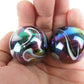 Big Game Toys Set of 2 Milky Way 35mm Boulder Purple/Gold Oil Slick Metallic Iridescent Swirl Large Shooter Solid Glass Marbles