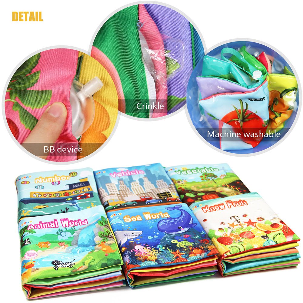 teytoy My First Soft Book,Nontoxic Fabric Baby Cloth Books Early Education Toys Activity Crinkle Cloth Book for Toddler, Infants and Kids Perfect