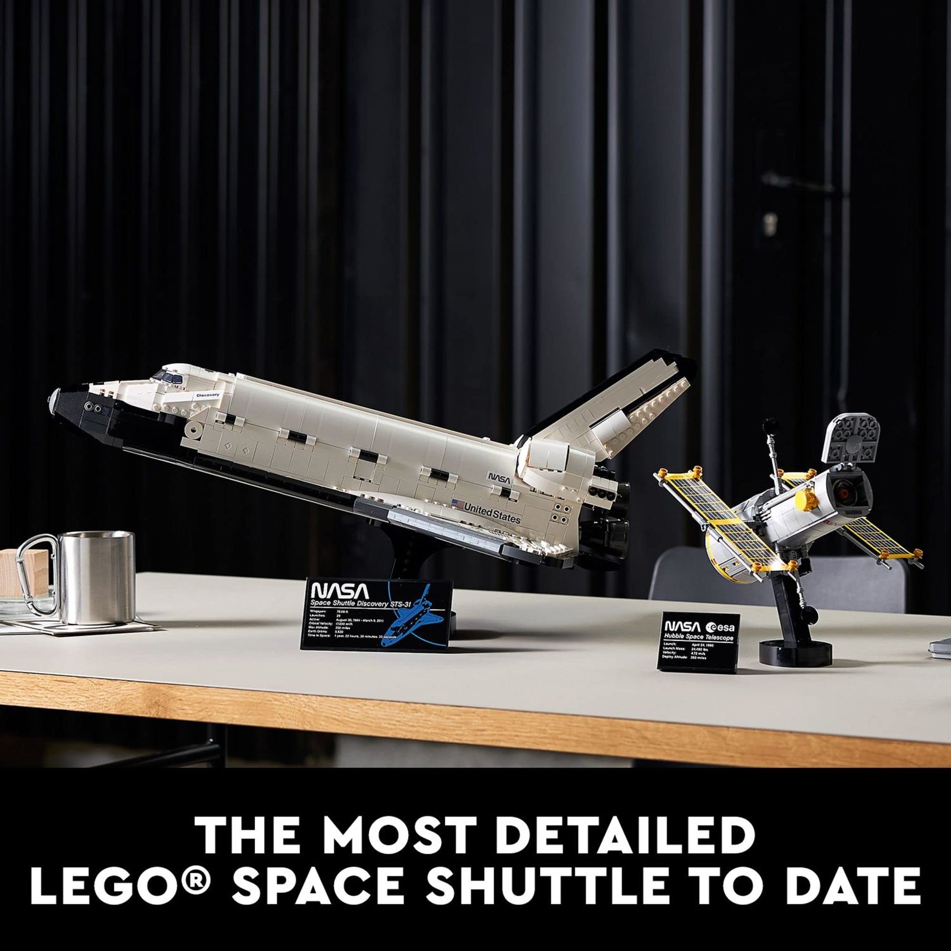 LEGO Icons NASA Space Shuttle Discovery 10283 Model Building Set - Spaceship Collection with Hubble Telescope, Detailed Display for Home or Office