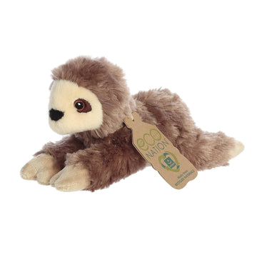 Aurora® Responsibly Made Eco Nation™ Eco Softies™ Sloth Stuffed Animal - Ideal for Playtime Adventures - Perfect for Birthdays or Just Because - Brown