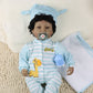 JRLCGYP 22" African American Baby Doll, Realistic Black Reborn Baby Dolls Silicone Vinyl Babydoll, Lifelike Soft Cloth Body Boy Doll, Birthday Set for
