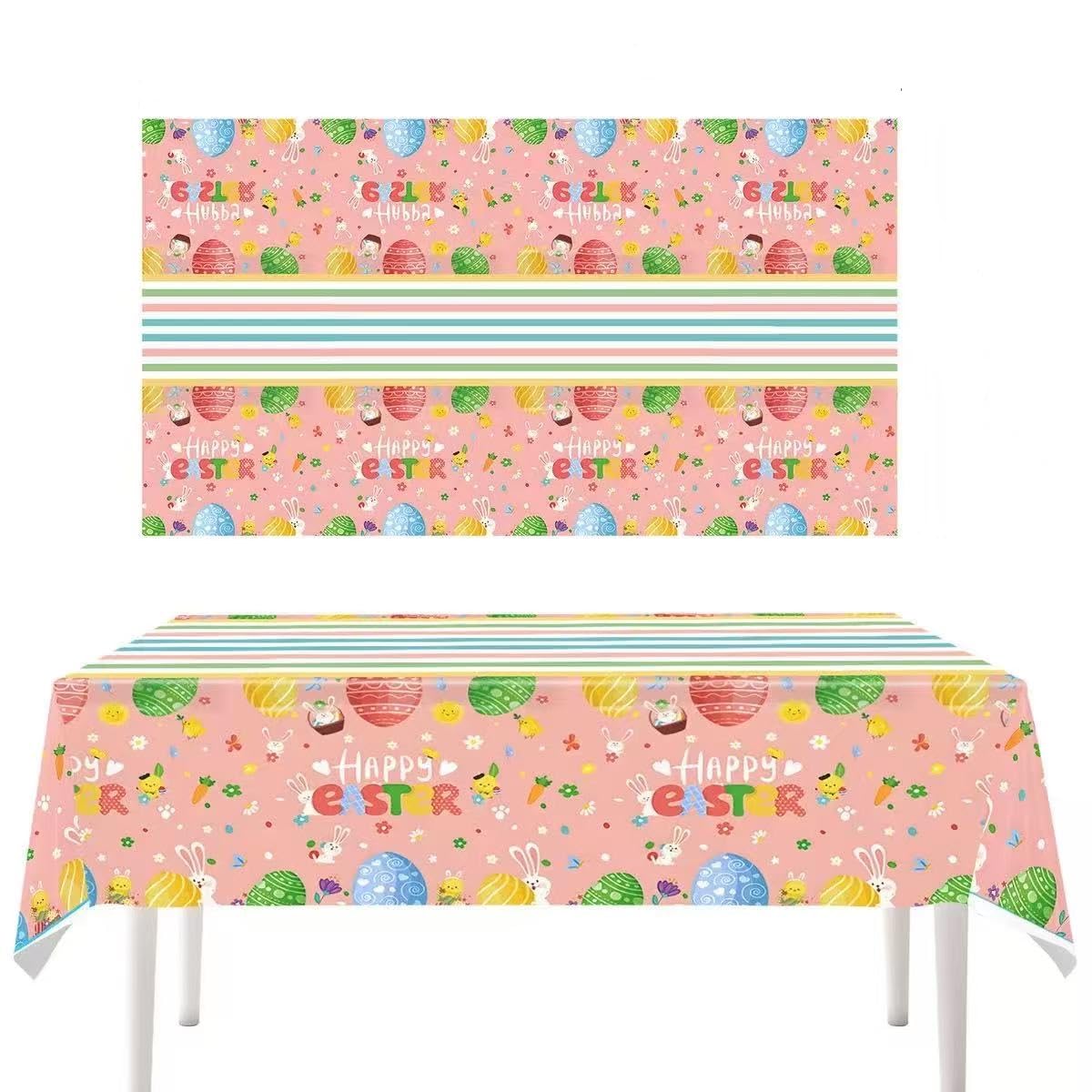 Easter Tablecloth Rectangle 108x54 Inch, Easter Table Cloth Bunny Eggs Tablecloths for Party Decor