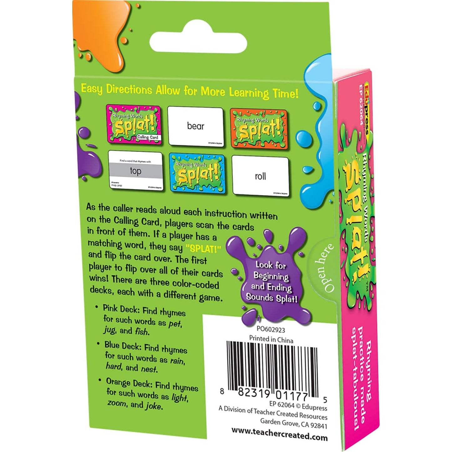 Teacher Created Resources Rhyming Words Splat™ Game Grades K-2 (EP62064)