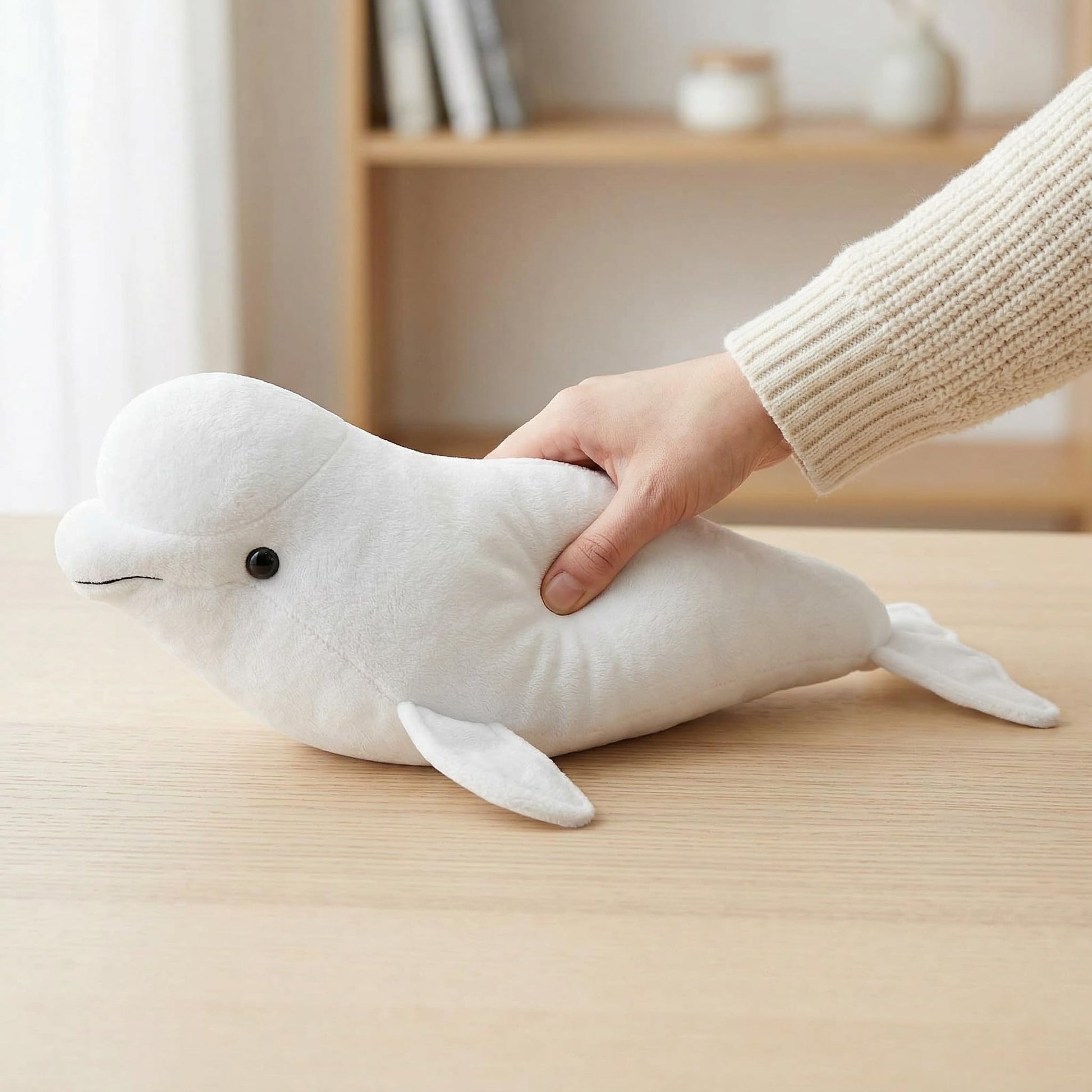 Simulation White Beluga Whale Plush Toy - Long Lifelike Delphinapterus leucas Doll Whale Stuffed Toys, Super Soft Realistic Sea Animals Beluga Whales